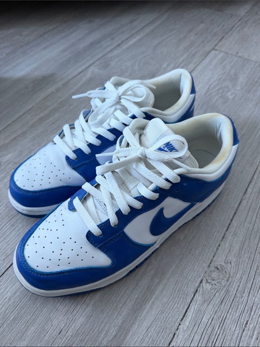 Nike White and RACER Blue Low-Top Sneakers